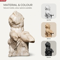 YOUFINE Statua del Torso di Belvedere in Marmo Bianco a Grandezza Naturale, Scultura Classica Antica di Torso Maschile per Decorazione di Musei e Gallerie