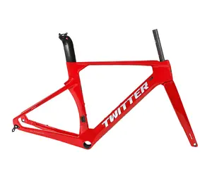 Twitter bicycle frame factory new road carbon bike frame 46cm 48cm 50cm 52cm 54cm thru axle disc brake 142mm Road Bike Frameset