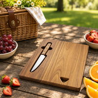 Planche à découper portable en bois massif, gain de place, pour pique-nique en plein air, barbecue, camping, table pliante, ensemble de vaisselle de table
