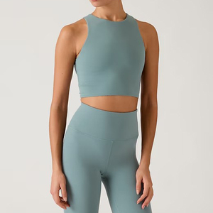 Nuevas llegadas Mujeres O-cuello Chaleco 4-Way Stretch Transpirable Fitness <span class=keywords><strong>Gym</strong></span> Ligero Mujeres <span class=keywords><strong>Basic</strong></span> Yoga Set - Product Image 5