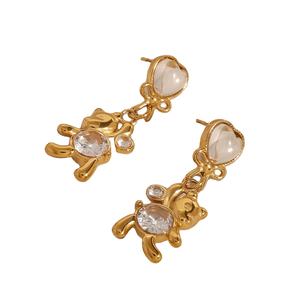 Orecchini a forma di orso con zircone da <span class=keywords><strong>donna</strong></span> placcato oro di nuovo Design <span class=keywords><strong>Minimal</strong></span> da <span class=keywords><strong>donna</strong></span> a forma di cuore <span class=keywords><strong>stile</strong></span> coreano orecchini a cerchio - Product Image 3