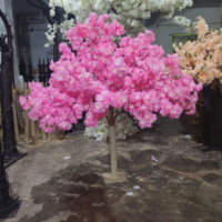Petit arbre artificiel de 4 pieds, fleurs de cerisier rouges, arbre de cerisier rouge en soie pour centre de table de mariage