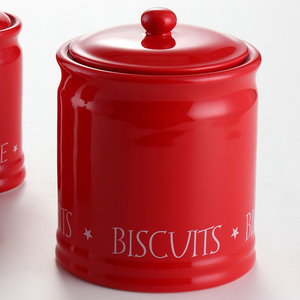 3Pcs <span class=keywords><strong>Red</strong></span> Gốm Trà Cà Phê Đường Canister Set Cho Văn Phòng - Product Image 4