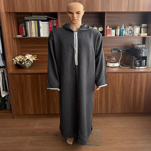 CCY Vente en gros de vêtements islamiques pour hommes de style marocain sur mesure avec manches courtes Thobe Jubbah <span class=keywords><strong>Qamis</strong></span> Hoodie lourd Ensembles pour hommes - Product Image 3