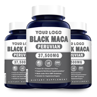 Capsules de Maca Noire Péruvienne Marque Blanche Force Maximale 37500 mg 200 Capsules Haute Puissance Soutien Immunitaire pour Hommes et Femmes Adultes