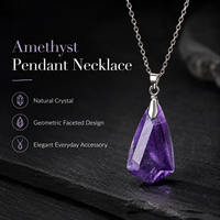Collier pendentif en cristal d'améthyste naturelle à facettes, bijoux en pierres précieuses violettes pour femmes