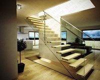 Prima Prix pas cher moderne escalier flottant caché cantilever entrer mur Type escalier avec marche en verre marches en bois escaliers
