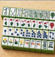 Set Ubin Mahjong Amerika Desain Bertema Golf Akrilik Hijau untuk Hiburan, Logo Kustom Mewah, Musiman, Olahraga Luar Ruangan