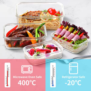 מלבן באיכות גבוהה שקוף גדול אטום מטבח ארוחת הכנת מזון אחסון מיכל זכוכית למכירה עם 2 צדדים - Product Image 4