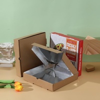 Boîte à pizza à emporter personnalisée avec logo imprimé, biodégradable, écologique, 12 pouces, en carton ondulé, avec doublure en éponge, finition mate
