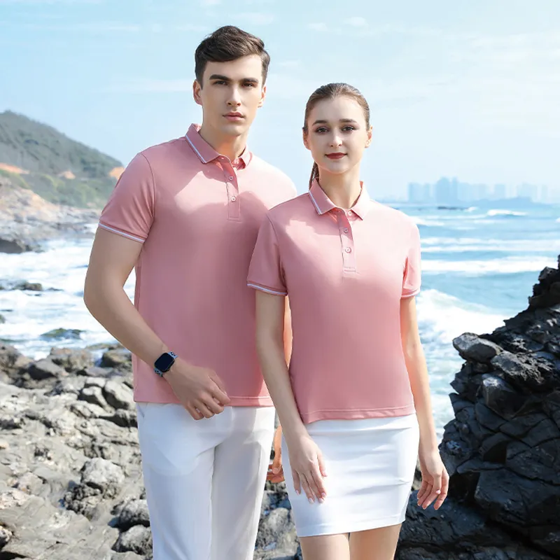 Özel logo kız yaz bebek pembe renk yüksek kalite pamuk kumaş Golf Polo T Shirt kadınlar için 1029