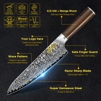 Manche rond en bois de wenge 8 pouces Damas 67 couches vg10 Gyuto Couteau de chef japonais en acier damas avec garantie à vie