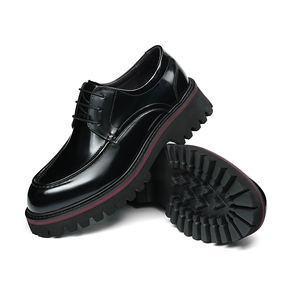 Chaussures pour hommes en cuir de vache véritable, épaisses, brillantes, style britannique, décontractées, formelles, à lacets, antidérapantes, nouvelle collection 2025 - Product Image 4