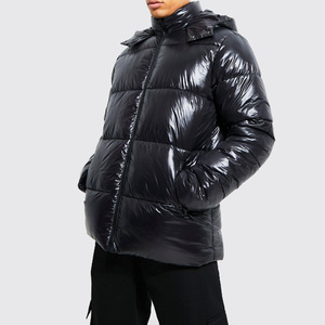 Wholesale Design Fashion Custom Logo Hooded <strong>Puffer</strong> <strong>Jacket</strong> Oversized Parka Down Bubble Winter Thick Men Shiny <strong>Puffer</strong> <strong>Jacket</strong> - Product Image 2