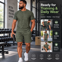 Ensemble de sport 2 pièces pour homme, séchage rapide, respirant, extensible dans 4 directions, léger, coupe ajustée, anti-transpiration, t-shirt et short de course