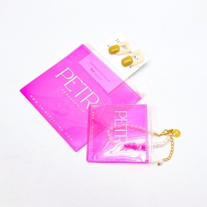 Jewelry Findings Components Pouch Plastic Fashion Jewelry <b>Rings</b> Bag with Zipper Pink Holographic Color - Product Image 5