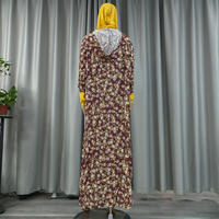 Robe une pièce à capuche en coton à la mode musulmane Abaya imprimée Ethnique Maroc Dubaï Turquie Moyen-Orient Robe djellaba abaya