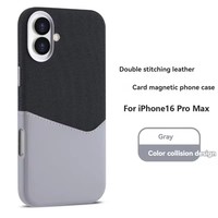 Pour iPhone 16 Pro Max étui double couleur couverture magnétique iPhones 16 Plus 15 14 13 12 fente pour carte en cuir coque de téléphone accessoires 2024