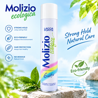 Fournisseur direct d'usine, laque pour cheveux Molizio, tenue forte, spray coiffant écologique, emballage personnalisé