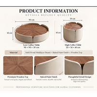 Table basse ronde avec tiroir de rangement, style crème, design pétale, mobilier de salon de luxe moderne du milieu du siècle, OEM ODM