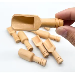 環境にやさしい小さな彫刻ウッドスプーンミニ木製ソルトバスソルトのスクープを測定