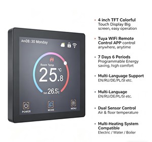 Thermostat de chauffage central pour maison avec écran tactile TFT, programmable hebdomadaire et menu multilingue - Product Image 3