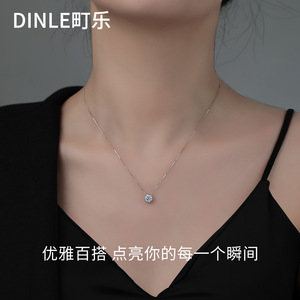 Dinle Moissanite <b>Necklace</b> S925 Silver <b>D</b> Color Round Pendant Luxury Women's Jewelry Everyday Wear Chain Accessory - Product Image 4