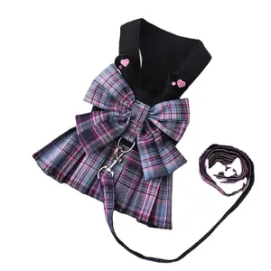 Hot Selling Spring And Summer Pet Clothes Cute Polka Dot Ribbon Dog Shirt Dress Accessories