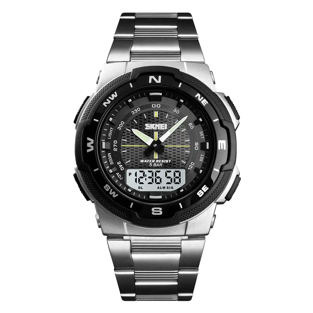 Jam Tangan Skmei 1370 Jam Tangan Pria Men's Analogue Dual Time Wrist Relojes Digital Watches