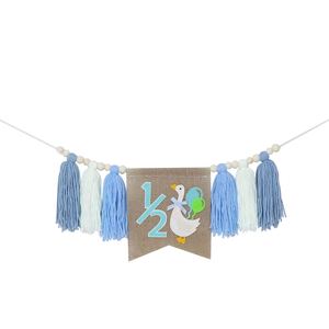 Guirlande de pompons d'oie bleue et rose pour chaise haute, décorations de fête d'<span class=keywords><strong>anniversaire</strong></span> <span class=keywords><strong>1</strong></span>/2 <span class=keywords><strong>an</strong></span>, motif demi-oie - Product Image 3