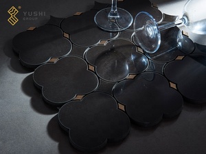 YUSHI benzersiz kare desen siyah kakma altın lav taş mermer mozaik banyo iç toptan fiyat için DUVAR KAROLARI - Product Image 2