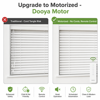Stores alvéolaires motorisés à lattes de bois de 50 mm, télécommande RF, blanc laqué, pour chambre, maison intelligente, anti-UV, sur mesure, OEM, simple