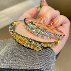 Cross Border <b>Copper</b> Plated Gold Zircon Snake Bangle Micro Insert Jewelry Gift Fashion <b>Bracelet</b> Fall 2024 - Product Image 1
