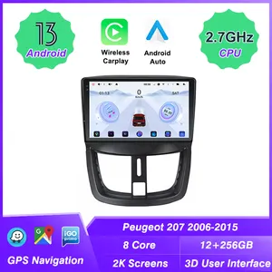 UIS 7870 3D gerçek zamanlı dinamik sürüş Peugeot 207 2006-2015 için Android 2K ekran araba radyo GPS navigasyon Carplay