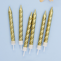 Bougies d'anniversaire en spirale, 6 pièces, sans fumée, métalliques, écologiques, pour décorations de fête d'anniversaire, de mariage, de Pâques