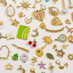 Golden Summer Dream | 18K PVD oro ciondolo Charm in acciaio inossidabile per creazione di gioielli fai da te | Vita marina, palma, spiaggia e vacanze - Product Image 1