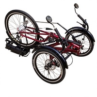 Tricycle électrique à assistance au pédalage 500W, trois roues, 21 vitesses, roues de 20 pouces, frein à disque