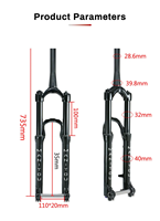   Bisiklet Maşası Hava Süspansiyonu 26 inç Konik Alüminyum Alaşımlı Arazi Bisikleti Ön Maşası 110x20mm Aks ile