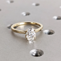 Bague de fiançailles solitaire en or massif 10K/14K/18K avec diamant de laboratoire taille ovale 0,5-3 carats, monture tulipe, certifiée IGI, couleur DEF CVD/HPHT