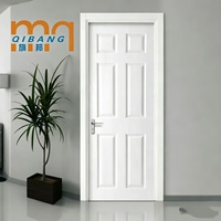 Portes intérieures modernes à ouverture latérale en MDF, à âme alvéolaire, pré-encadrées, à 6 panneaux, apprêtées blanches, pour appartement et chambre à coucher