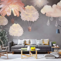 Moderne rosa Feder große 3d Wandt apete PVC für Kinder Mädchen Zimmer Dekor