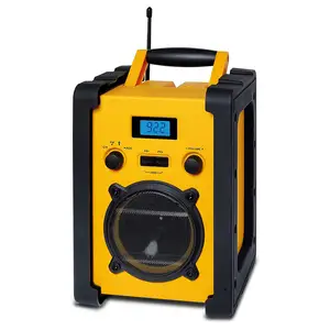 Leetac便携式数字dab调频家庭收音机现场收音机室外工作现场收音机，内置蓝牙扬声器电池