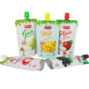 Custom Plastic Packaging Juice Drink In Bag Korean 100 150 200 250 275ml Reseasable Liquid Beverage Stand Up Spout Pouch