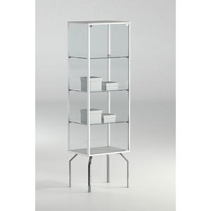 Vitrina con Marco de Aluminio 51x37x170cm, Gabinete de Exhibición de Vidrio Blanco con Estantes Ajustables y Puerta con Cerradura - Product Image 1
