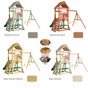 Ensemble de balançoires en bois, balançoires, aire de jeux, extérieur, enfants, rue, jardin, <span class=keywords><strong>petit</strong></span> toboggan et balançoire en bois, aire de jeux en bois - Product Image 4