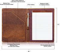 Boshiho elegante A4 carpeta de archivos cubierta Crazy Horse cuero genuino Legal Pad Padfolio carpeta cartera carpeta