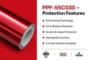 Vinilo Autoadhesivo para Automóviles, Color <span class=keywords><strong>Rojo</strong></span> Tata, con Acabado Perlado, TPU Alifático Covestro, Autoregenerable, Resistente a los Rayos UV y al Amarilleamiento - Product Image 3