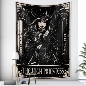 Negro blanco bruja <span class=keywords><strong>Tarot</strong></span> tarjeta patrón manta tapiz colgante de pared brujería decoración psicodélica - Product Image 1