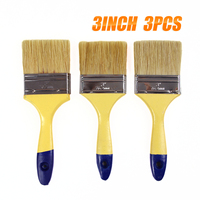 Pinceau de peinture en fibres synthétiques pour bricolage et usage industriel, vente en gros d'usine, manche en bois peint de 3 pouces, personnalisation OEM disponible