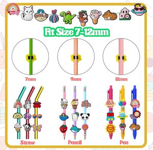 ชุดเครื่องเขียนนักเรียนน่ารัก สีสันสดใส เป็นมิตรกับสิ่งแวดล้อม  ซิลิโคน 3 มิติ นุ่มนิ่ม  แบบกำหนดเองได้  สำหรับตกแต่งดินสอ - Product Image 6
